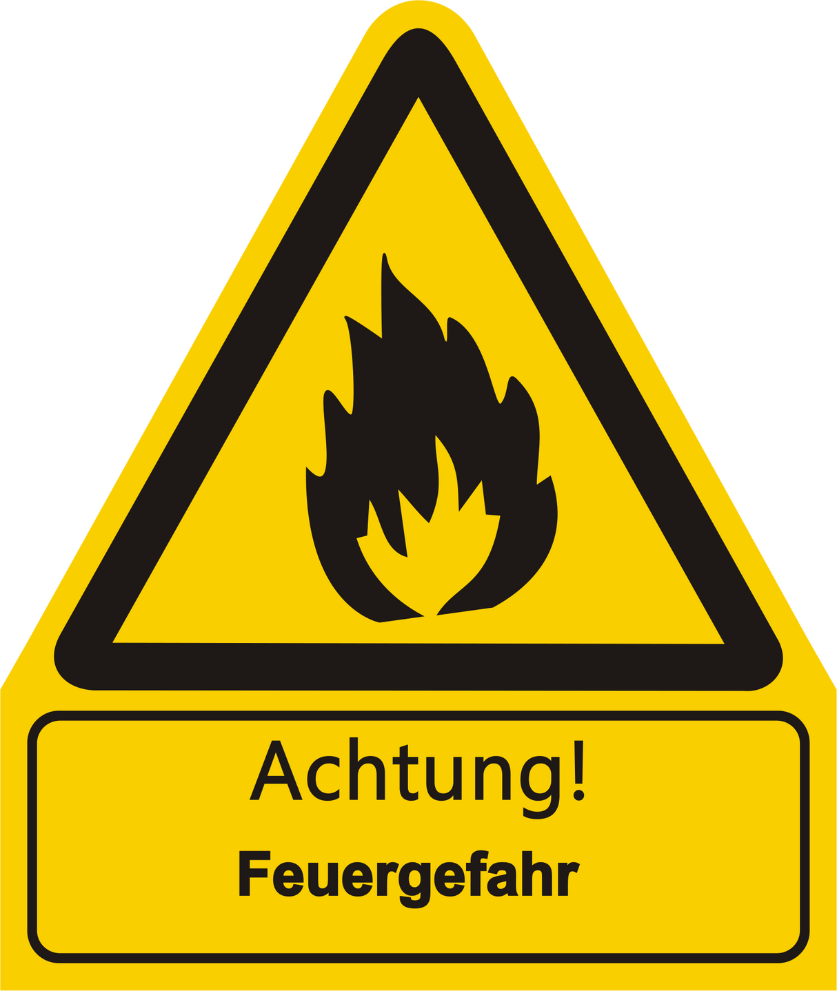 Warnschild W 021 mit Text Achtung! Feuergefahr