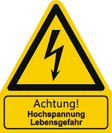Warnschild W 012 Achtung! Hochspannung Lebensgefahr – ISO 7010