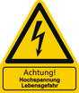 Warnschild W 012 Achtung! Hochspannung Lebensgefahr – ISO 7010