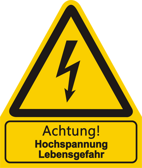 Warnschild W 08 mit Text Achtung! Elektrischer Betriebsraum