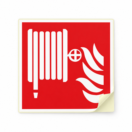 Brandschutzschild Löschschlauch – ISO 7010 – Kunststoff langnachleuchtend selbstklebend