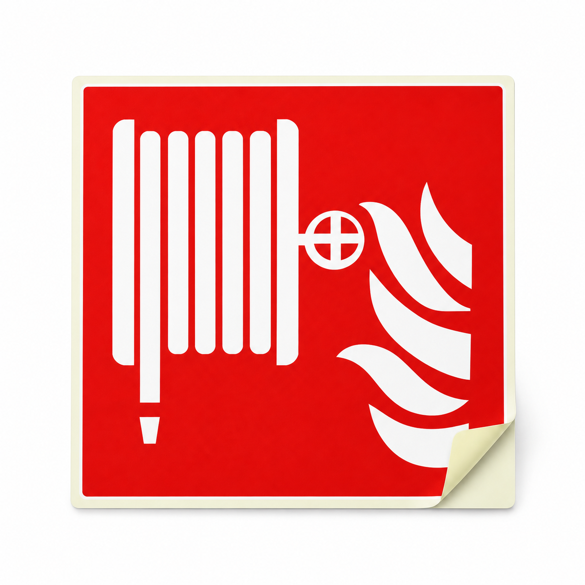 Brandschutzschild Löschschlauch – ISO 7010 – Selbstklebender Kunststoff langnachleuchtend