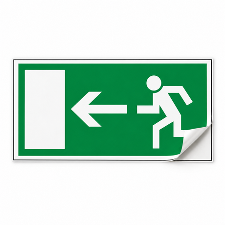 Rettungswegschild links – Symbol – Selbstklebende Folie