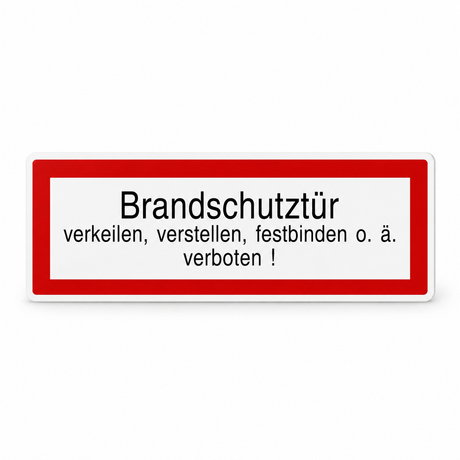 Brandschutzschild "Brandschutztür verkeilen, verstellen, festbinden o. ä. Verboten!" – Kunststoff 1 mm