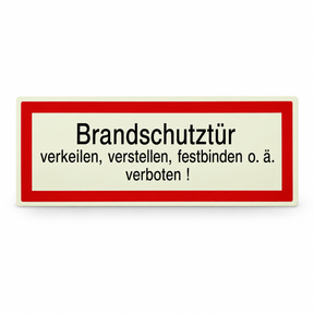 Brandschutzschild "Brandschutztür verkeilen, verstellen, festbinden o. ä. Verboten!" – Langnachleuchtende Folie