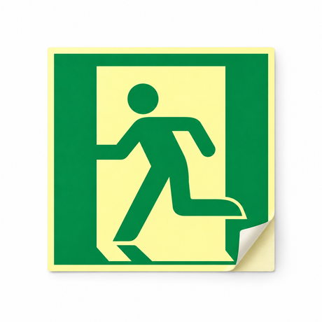 Rettungswegschild links – ISO 7010 – Symbol – Kunststoff langnachleuchtend selbstklebend