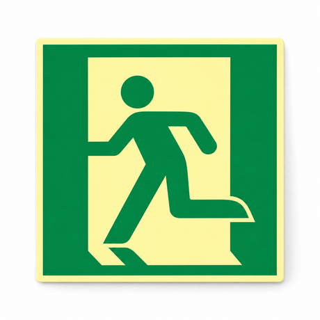 Rettungswegschild links – ISO 7010 – Symbol – Langnachleuchtende Folie