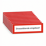 Brandschutzschild als Text Drosselblende eingebaut – Mehrfachpack