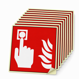 Brandschutzschild Brandmelder – ISO 7010 – Kunststoff langnachleuchtend selbstklebend Ultra (Set)