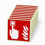 Brandschutzschild Brandmelder – ISO 7010 – Kunststoff langnachleuchtend Ultra (Set)
