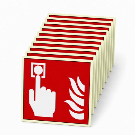 Brandschutzschild Brandmelder – ISO 7010 – Kunststoff langnachleuchtend Ultra (Set)
