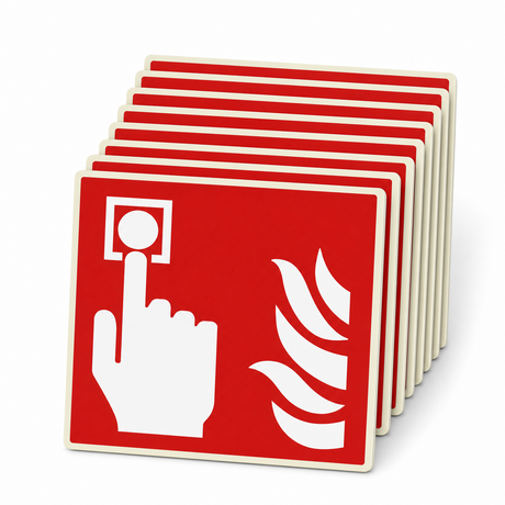 Brandschutzschild Brandmelder – ISO 7010 – Kunststoff langnachleuchtend (Set)