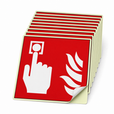 Brandschutzschild Brandmelder – ISO 7010 – Selbstklebender Kunststoff langnachleuchtend Ultra (Set)