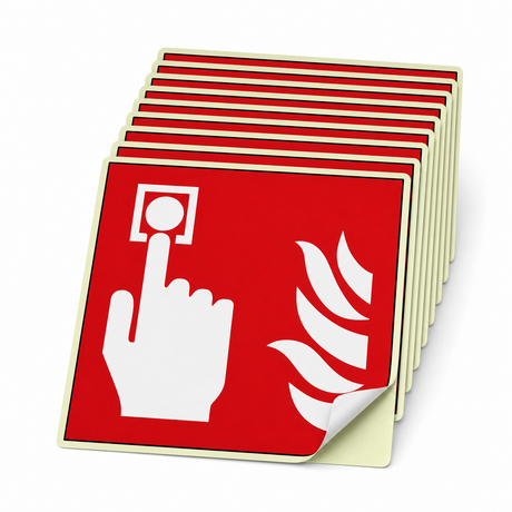 Brandschutzschild Brandmelder – ISO 7010 – Selbstklebender Kunststoff langnachleuchtend Ultra (Set)