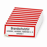 Brandschutzschild "Brandschutztür verkeilen, verstellen, festbinden o. ä. Verboten!" – Selbstklebende Folie (Set)