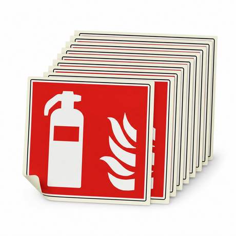 Brandschutzschild Feuerlöscher – Flex. Kunststoff langnachleuchtend selbstklebend (Set)