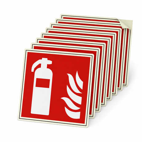 Brandschutzschild Feuerlöscher – Kunststoff langnachleuchtend selbstklebend Ultra (Set)