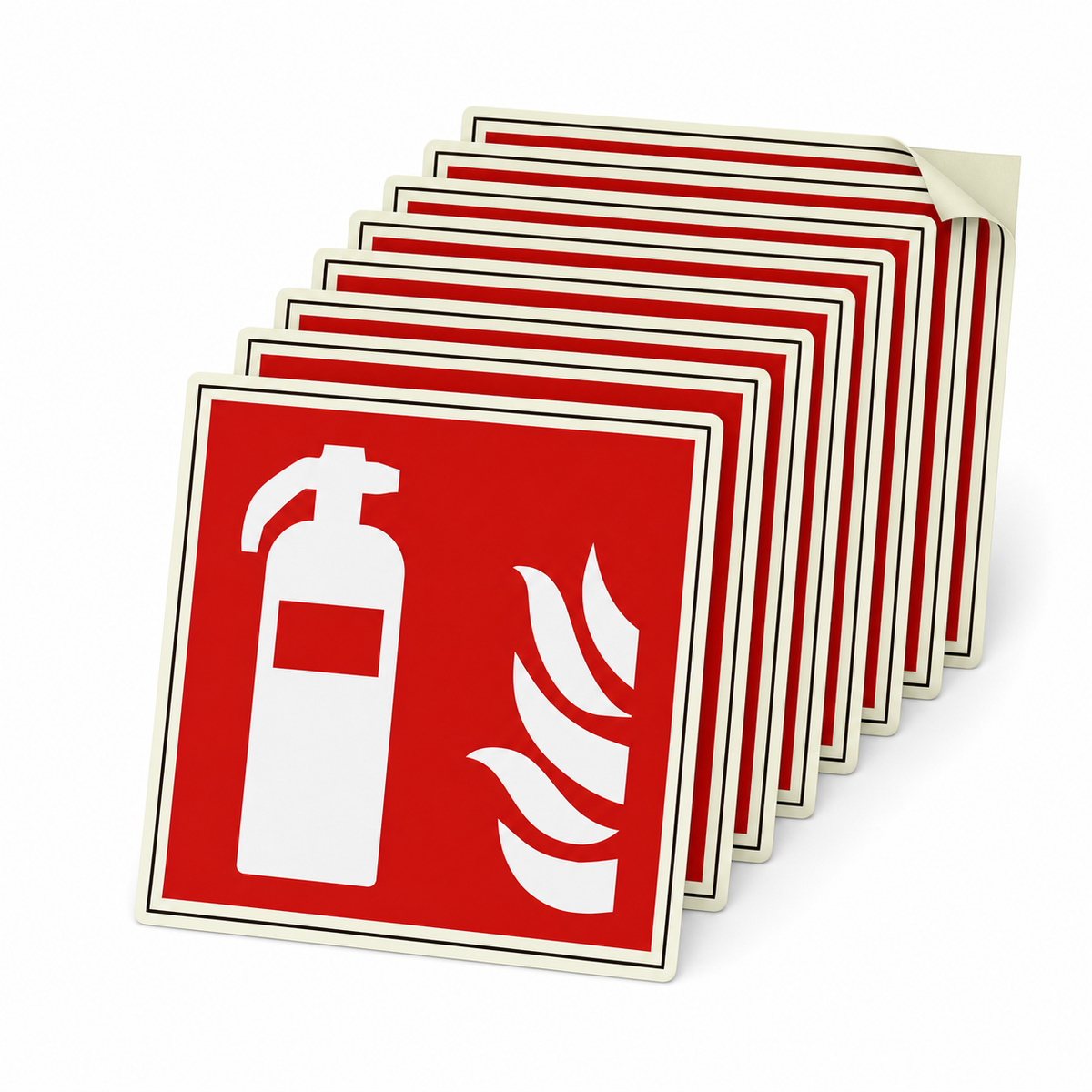 Brandschutzschild Feuerlöscher – ISO 7010 – Kunststoff langnachleuchtend selbstklebend Ultra – Mehrfachpack