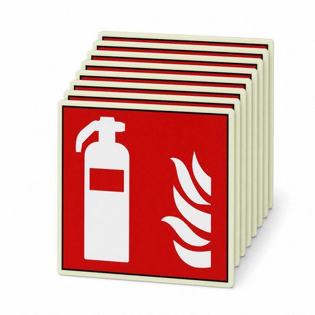 Brandschutzschild Feuerlöscher – Kunststoff langnachleuchtend Ultra (Set)