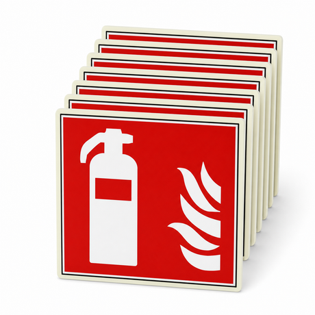 Brandschutzschild Feuerlöscher – Kunststoff langnachleuchtend (Set)