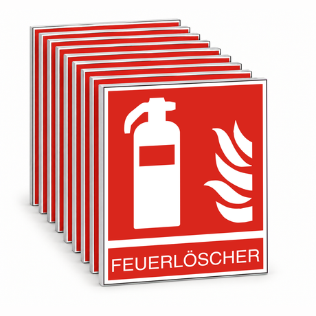 Brandschutzschild Feuerlöscher mit Zusatztext "Feuerlöscher" – Mehrfachpack