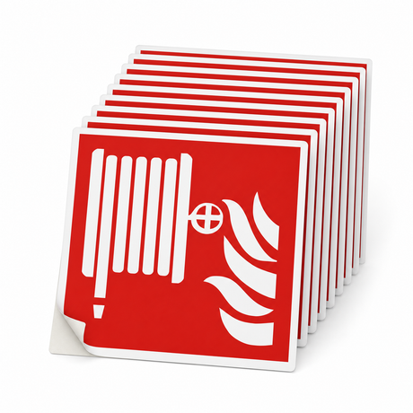 Brandschutzschild Löschschlauch – ISO 7010 – Selbstklebende Folie (Set)