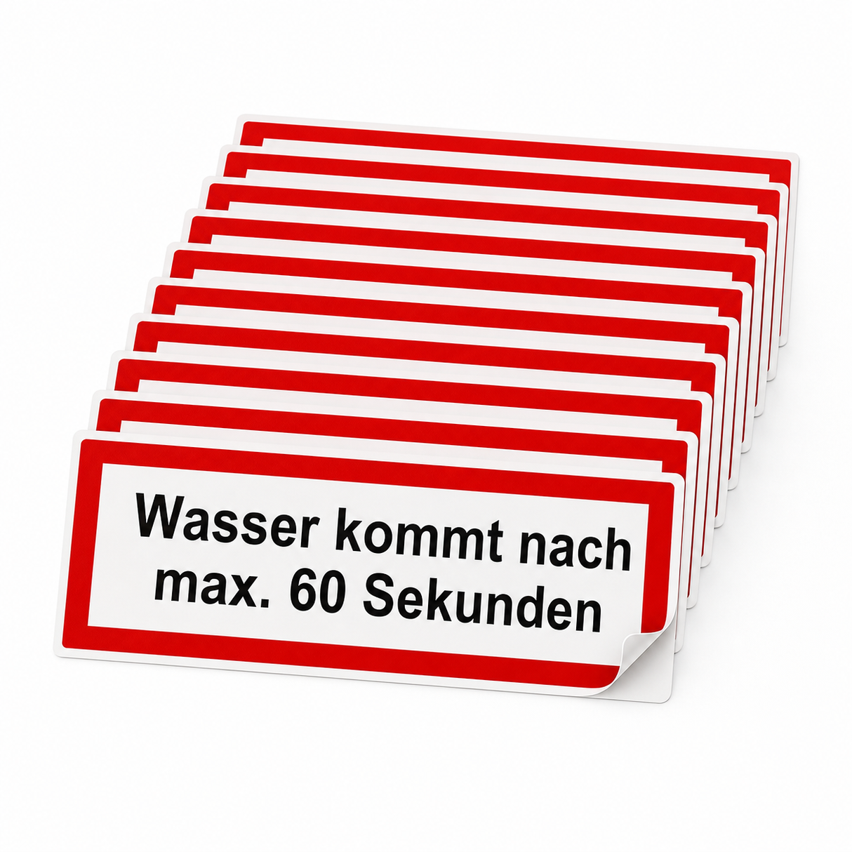 Brandschutzschild "Wasser kommt nach max. 60 Sekunden" (Set)