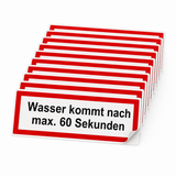 Brandschutzschild "Wasser kommt nach max. 60 Sekunden" (Set)