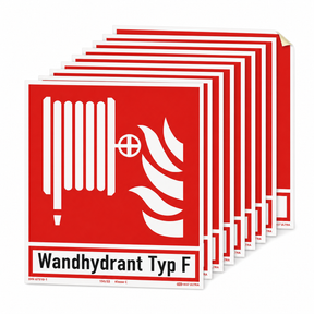 Brandschutzzeichen Löschschlauch – ISO 7010 – Typ F (Set)