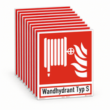 Brandschutzzeichen Löschschlauch – ISO 7010 – Typ S – Mehrfachpack