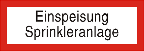 Brandschutzschild "Einspeisung Sprinkleranlage"