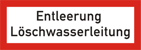 Brandschutzschild Entleerung Löschwasserleitung