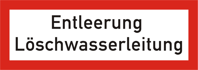 Brandschutzschild Entleerung Löschwasserleitung