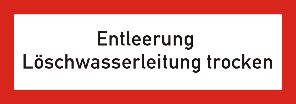 Brandschutzschild Entleerung Löschwasserleitung trocken