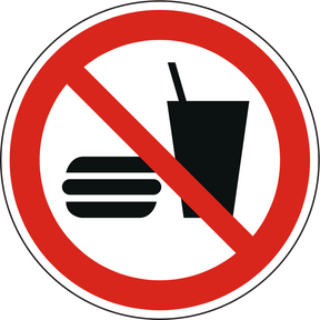 Verbotsschild Essen und trinken verboten – ISO 7010