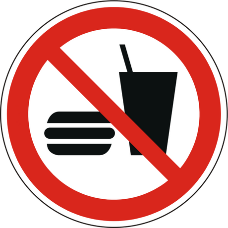 Verbotsschild Essen und trinken verboten – ISO 7010