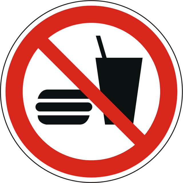 Verbotsschild Essen und trinken verboten – ISO 7010