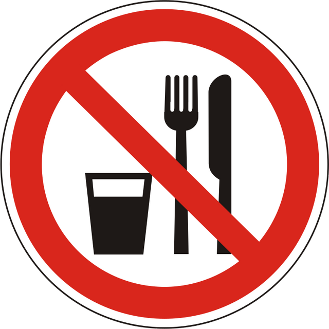Verbotsschild Essen und Trinken verboten