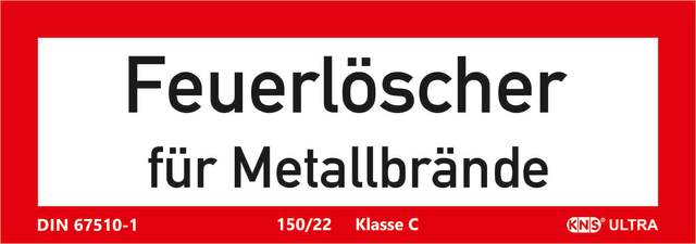 Brandschutzschild "Feuerlöscher für Metallbrände"
