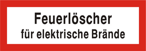 Brandschutzschild "Feuerlöscher für elektrische Brände"