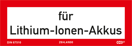 Brandschutzschild "für Lithium-Ionen Akkus"