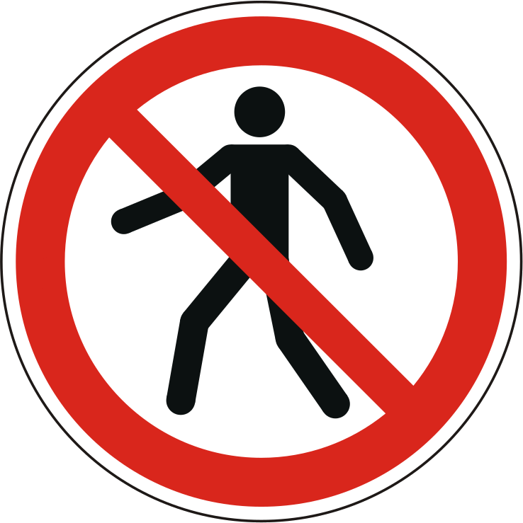 Verbotsschild für Fußgänger verboten – ISO 7010