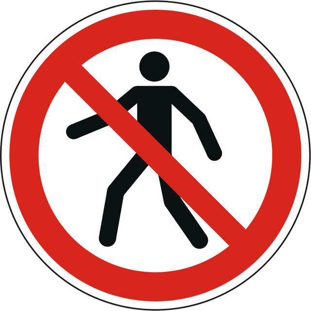 Verbotsschild für Fußgänger verboten – ISO 7010