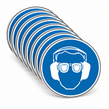 Gebotsschild als Symbol Gehör- und Augenschutz benutzen – Mehrfachpack
