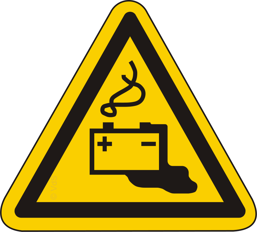 Warnschild Warnung vor Gefahren durch Batterien – ISO 7010