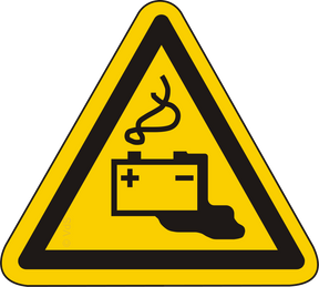 Warnschild Warnung vor Gefahren durch Batterien – ISO 7010