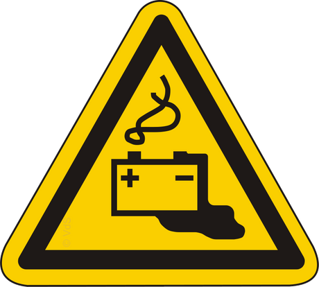 Warnschild Warnung vor Gefahren durch Batterien – ISO 7010