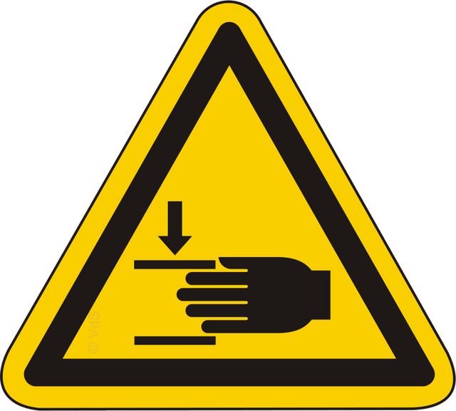 Warnschild Warnung vor Handverletzungen – ISO 7010