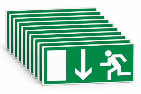Rettungswegschild geradeaus – Kunststoff 1 mm – Mehrfachpack