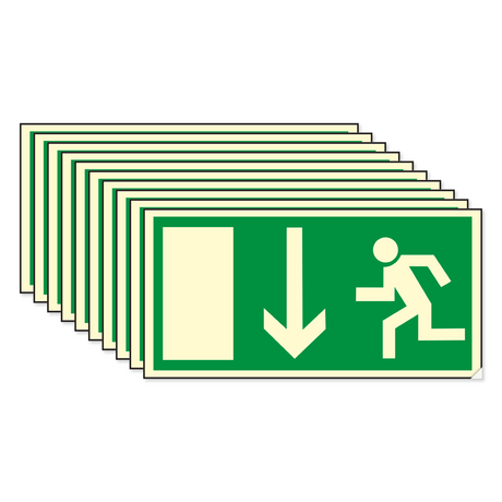 Rettungswegschild geradeaus – Langnachleuchtende Folie – Mehrfachpack